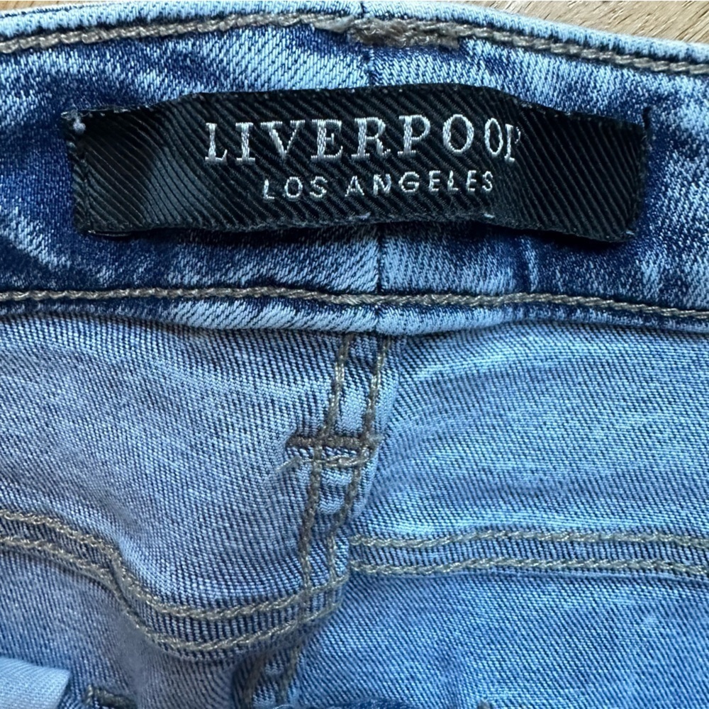 Liverpool Cropped Acid Wash Raw Hem Boyfriend Jeans Sz 8 - Picture 4 of 6
